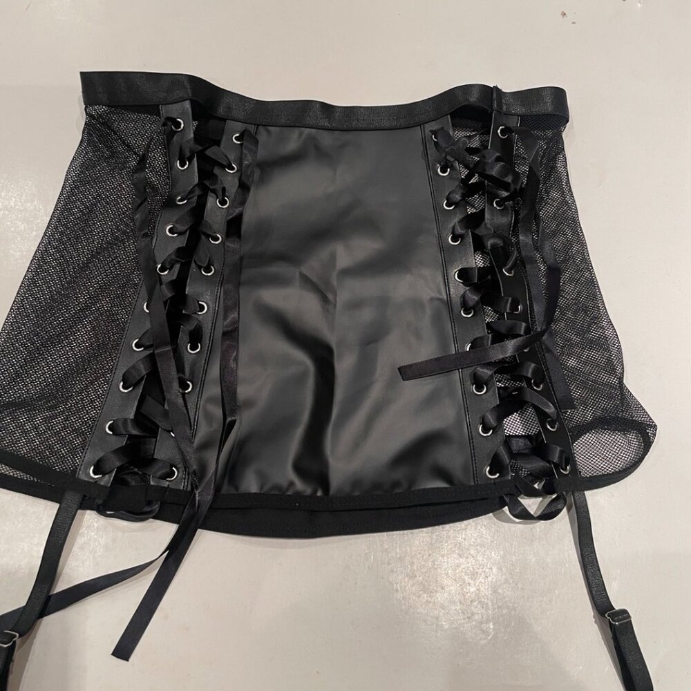 Black Lace-Up Corset Skirt / Garter-Style Bottom